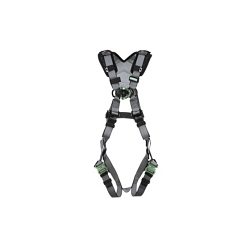 MSA 10194657 V-FIT™ Harness, X-Large, 400 lb Load, Nylon Strap, Quick-Connect Leg Strap Buckle, Quick-Connect Chest Strap Buckle, Steel Hardware, Gray
