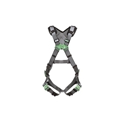 MSA 10194874 V-FIT™ Harness, X-Large, 400 lb Load, Nylon Strap, Quick-Connect Leg Strap Buckle, Quick-Connect Chest Strap Buckle, Friction Shoulder Strap Buckle, Steel Hardware, Gray