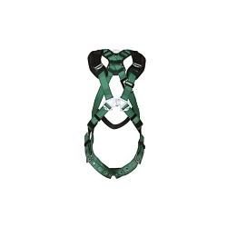 MSA 10197220 V-Form™ Harness, X-Large, 400 lb Load, Nylon Strap, Tongue Leg Strap Buckle, Quick-Connect Chest Strap Buckle, Friction Shoulder Strap Buckle, Steel Hardware, Green