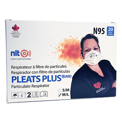 NLT Pleats Plus® N95 Disposable Particulate Respirator - 20 Masks/Box, CSA Z94.4.1:21, NIOSH TC-84A-9892