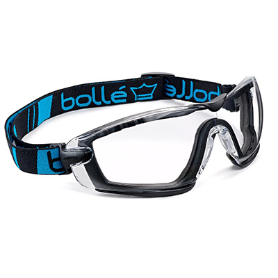 Bollé Safety Cobra Hybrid Sealed Safety Glasses - Clear Lens with Platinum Coating, Anti-Scratch & Anti-Fog, with Foam and Temples, CSA Tested