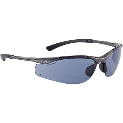 Bollé Safety Contour Smoke lens Safety Glasses - With Platinum Coating, Anti-Scratch & Anti-Fog, CSA Certified