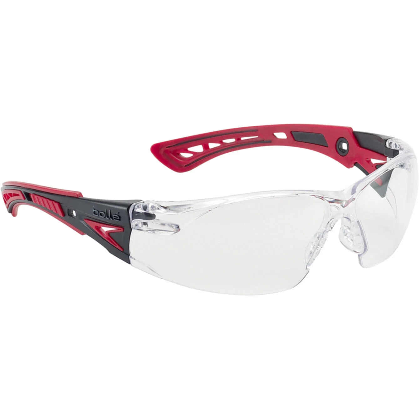 Bollé Safety Rush + Clear Lens Safety Glasses - With Platinum Coating, Anti-Scratch & Anti-Fog, White/Blue Frame, CSA Certified
