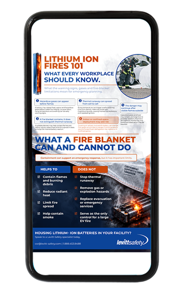 Lithium Ion Fires 101 infographic on an iPhone screen