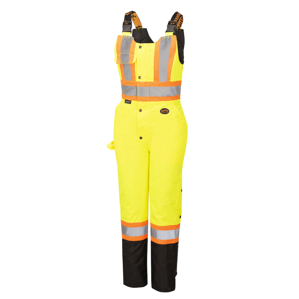 PIONEER® Women's Hi-Vis Waterproof Safety Overalls - Black Bottom - Hi-Vis Yellow