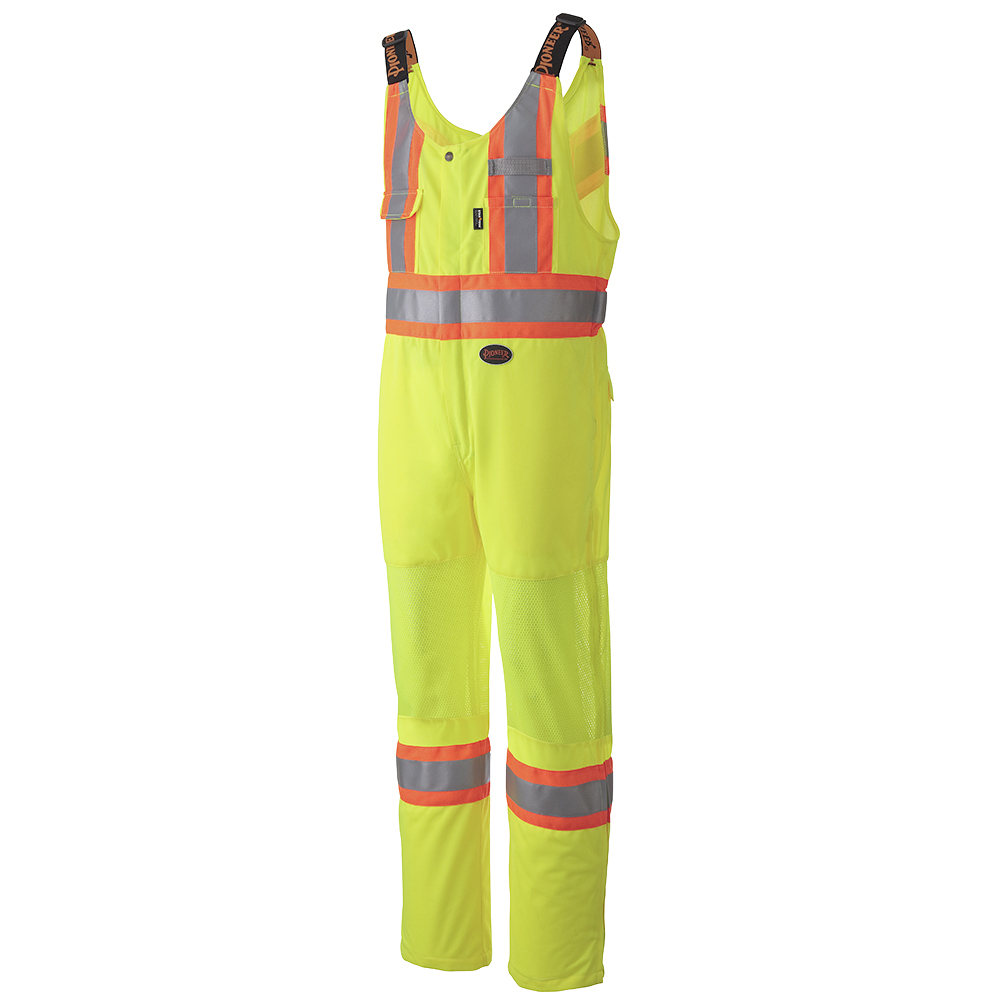 Pioneer Hi-Vis Safety Work Pants Men's Class 3 - Yellow/Green With Mesh Panels & Boot Access