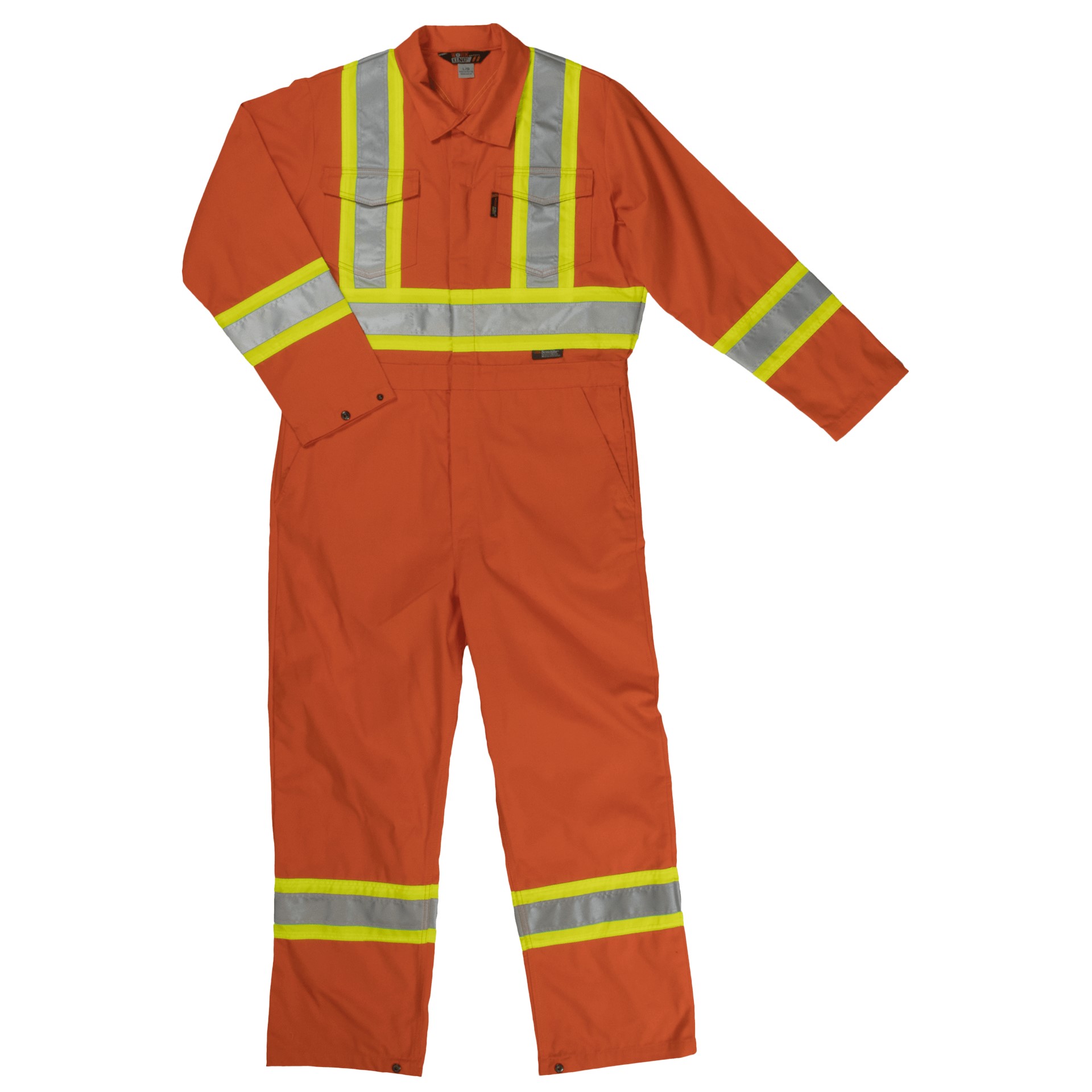 S792-SLOR-F-Tough-Duck-Mens-Lined-Bib-Safety-Overall-Solid-Orange-Front