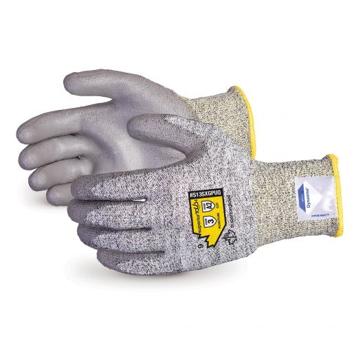 Superior Touch® S13SXGPUQ2 Cut Resistant Gloves, SZ 5, Polyurethane Coating, Dyneema®/Filament Yarn, Knit Wrist Cuff, Resists: Cut and Puncture, ANSI Cut-Resistance Level: A2, ANSI Puncture-Resistance Level: 3