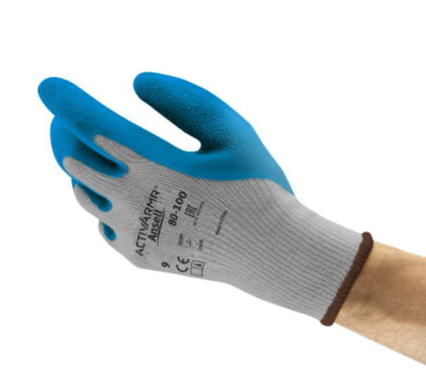 Glove, Latex Palm, Ansel Coated Blue Krinkle