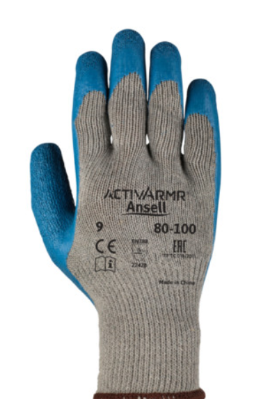 Glove, Latex Palm, Ansel Coated Blue Krinkle