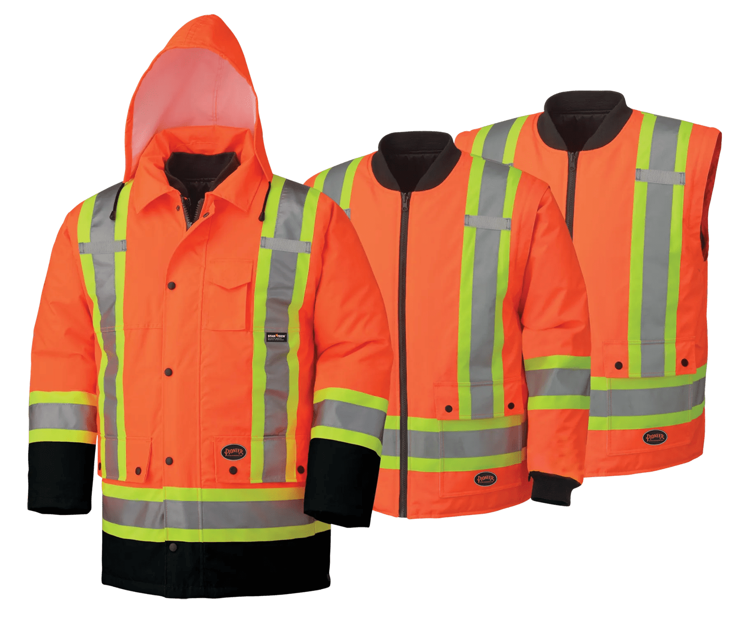 PIONEER® Hi-Vis 7-in-1 Waterproof Parka – Hi-Vis Orange – Black Bottom – 2XL