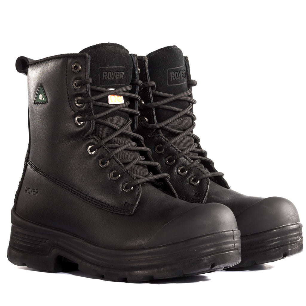 Boots, Royer, Black 8" High, Buffalo Leather