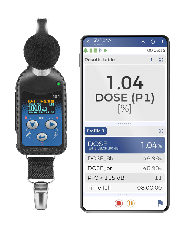 Svantek SV 104A Noise Dosimeter Kit - 5-Pack, MEMS Microphone, Bluetooth, Class 2 Calibrator