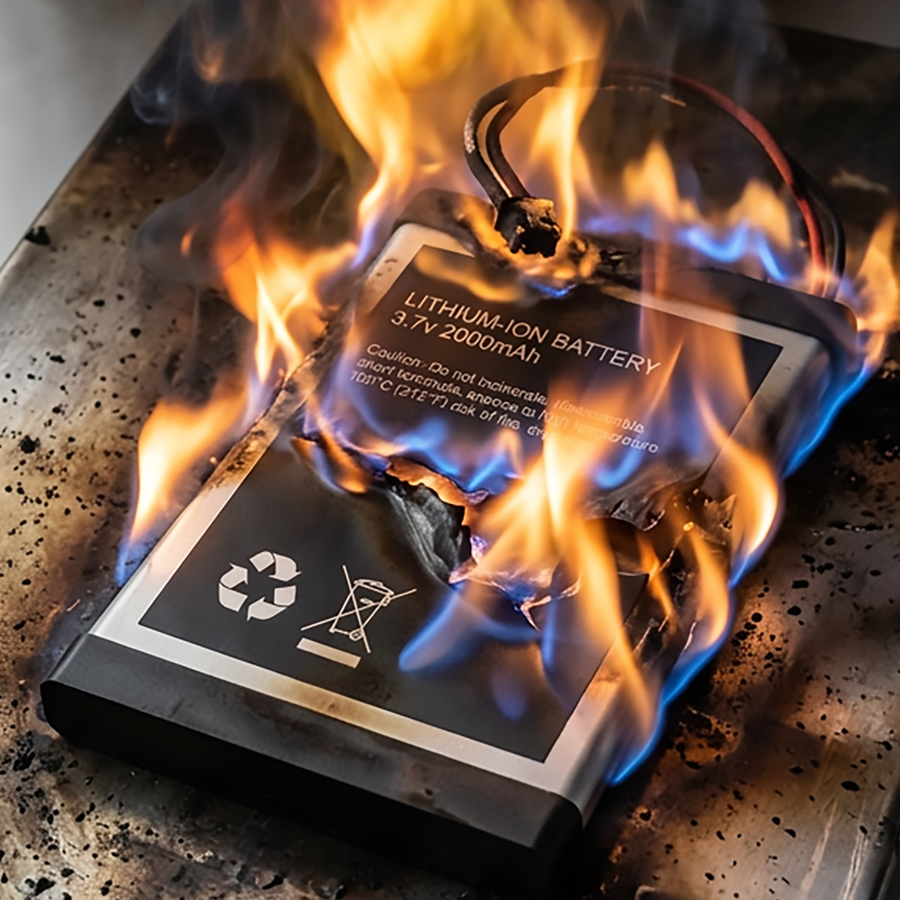 Incendie d'une batterie au lithium-ion