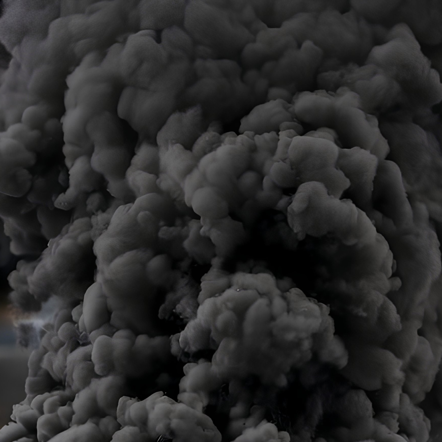 Une fumée grise et noire qui s'élevait en volutes