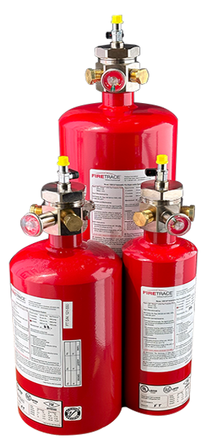 Firetrace fire suppression cylinders for automatic equipment fire protection.