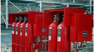 Système fixe d'extinction d'incendie à poudre chimique de grande capacité Ansul, équipé d'un réservoir de produit monté sur châssis 