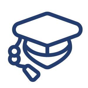 graduation icon outlined in blue