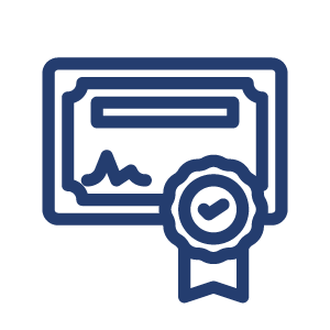 certificate icon in blue outline