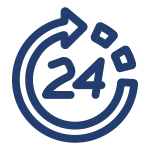 24 hour clock in blue