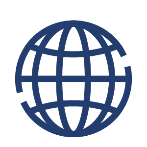 Globe icon outlined in blue