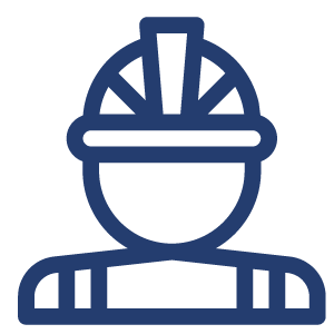 safety worker outline in blue
