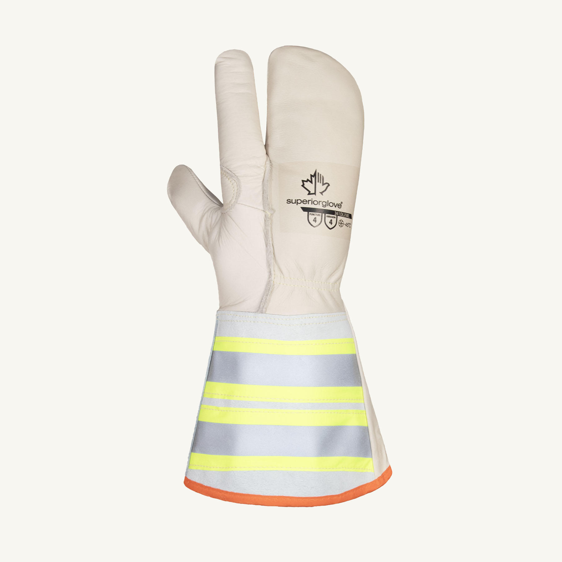 Endura® 361DLXWLM 361DLXWL Heavy Weight General Purpose Gloves, Lineman/Rigging, Thumb/Palm Patch Style, M, Grain Horsehide Leather Palm, Grain Horsehide Leather/Kevlar®, Hi-Viz Fluorescent Yellow/Silver Strip, Reflective Gauntlet Cuff