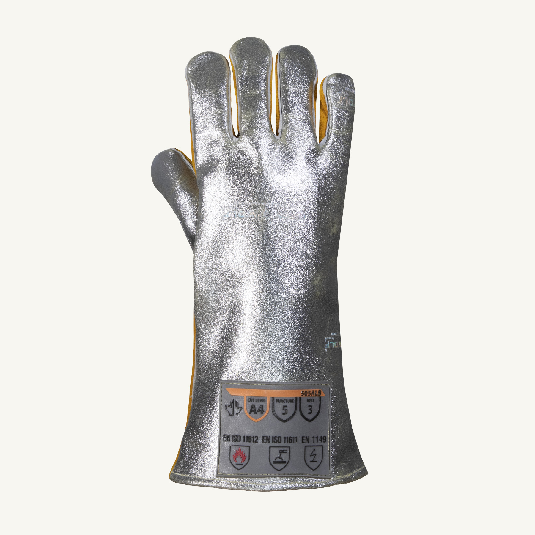 Endura® 505ALB Deluxe Welding Gloves, XL, Aluminum Back/Kevlar® Sewn/Tri-Tan Leather, Black/Silver, Cotton Palm/Wool Back