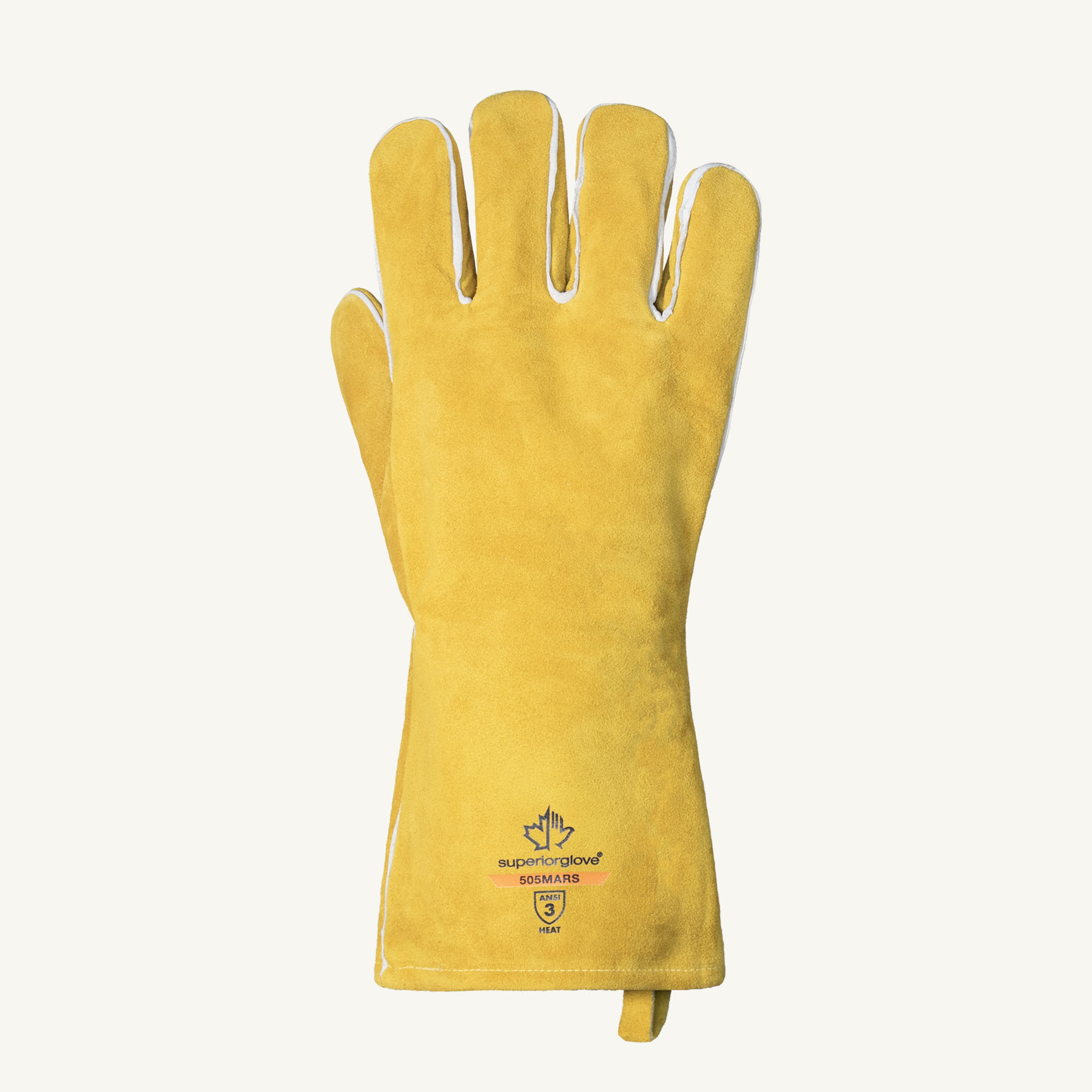 Endura® 505MARS Deluxe Welding Gloves, XL, Select Side Split Cowhide Leather, Orange, Foam, 4 mil Glove Material Thickness