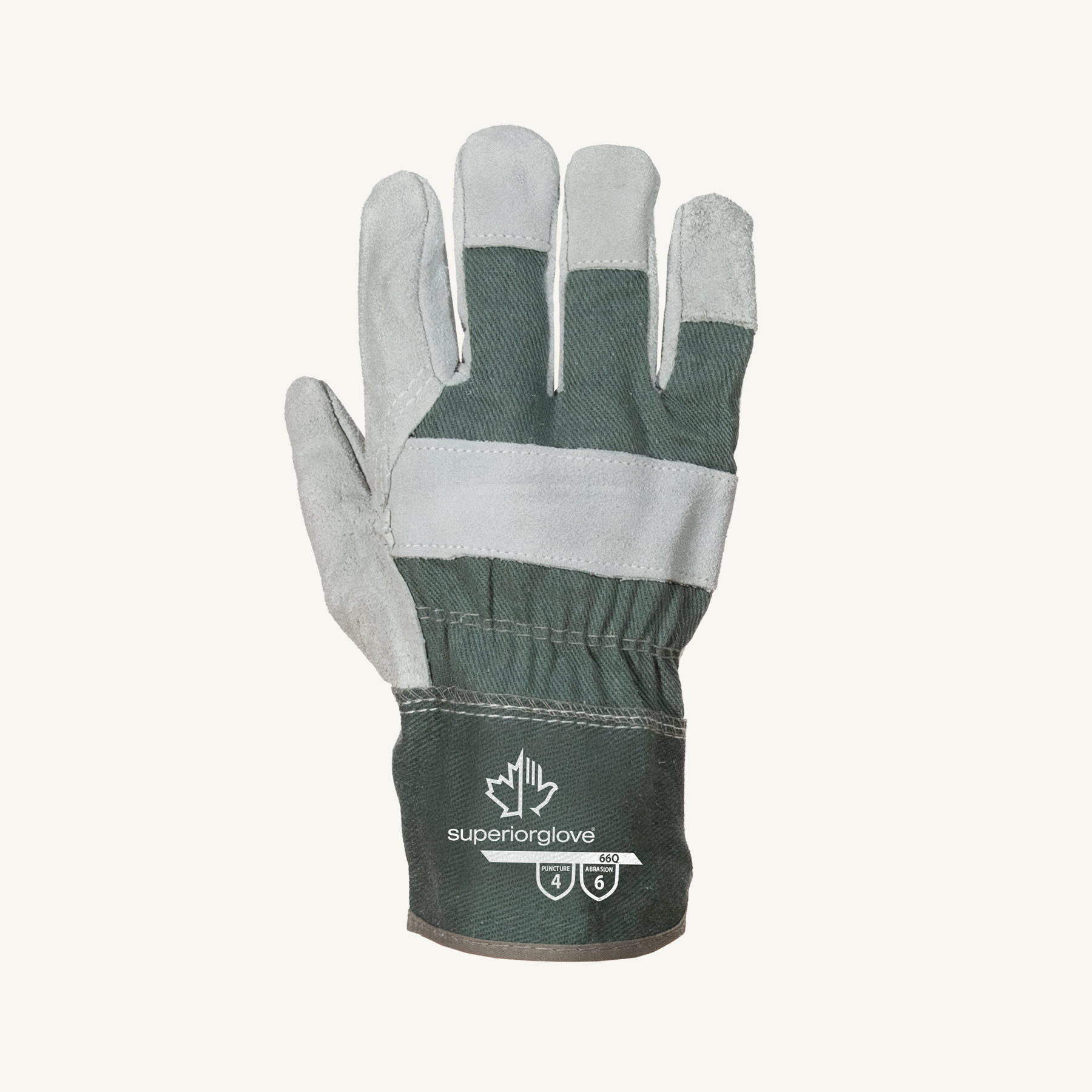 Endura® 66Q Economy Grade General Purpose Gloves, Leather Palm, L, Split Cowhide Leather/Tri-Tan Leather Palm, Split Cowhide Leather/Tri-Tan Leather, Safety Cuff, Resists: Abrasion, Cut, Puncture and Scrapes, Cotton Lining