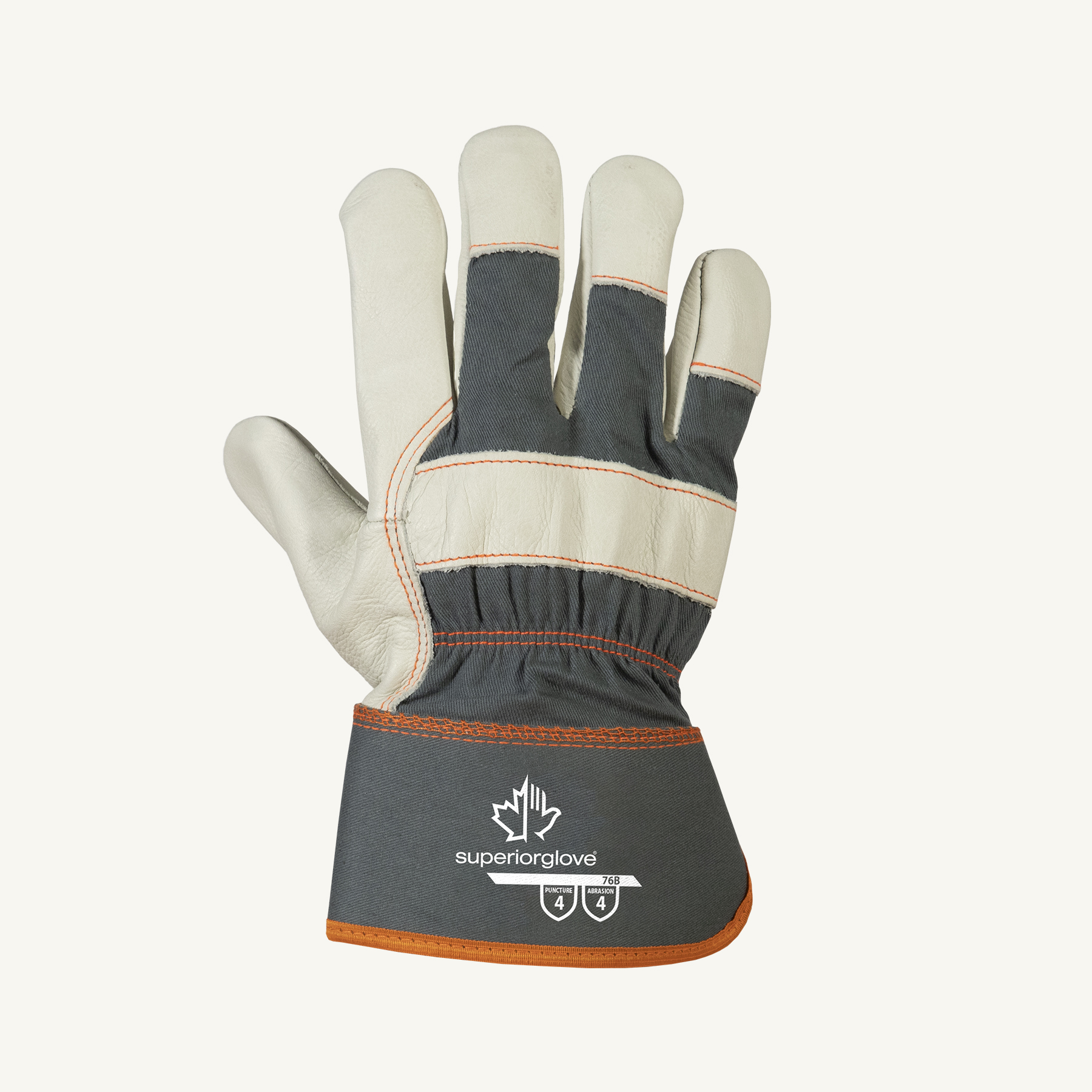 Endura® 76B Heavy Weight General Purpose Gloves, Fitters, Gunn Cut Style, L, Cowgrain Leather Palm, Cotton/Top Grain Cowhide Leather, Band Top/Safety Cuff, Resists: Abrasion, Cut, Oil, Scrapes and Water, Cotton Lining