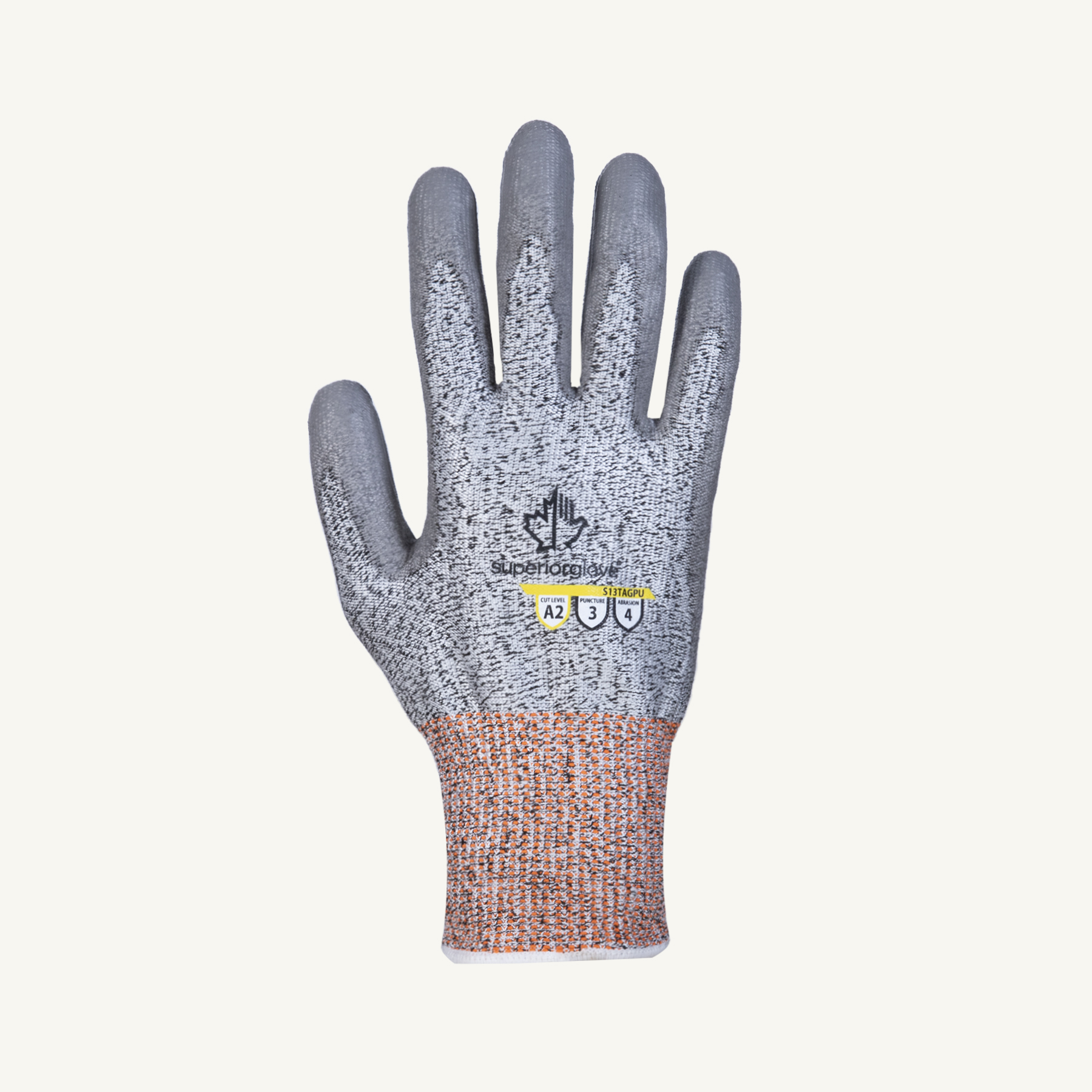 TenActiv™ S13TAGPU-5 S13TAGPU Cut Resistant Glove, 2XS, Polyurethane Coating, TenActiv™, Knit Cuff, ANSI Cut-Resistance Level: A2, ANSI Puncture-Resistance Level: 3